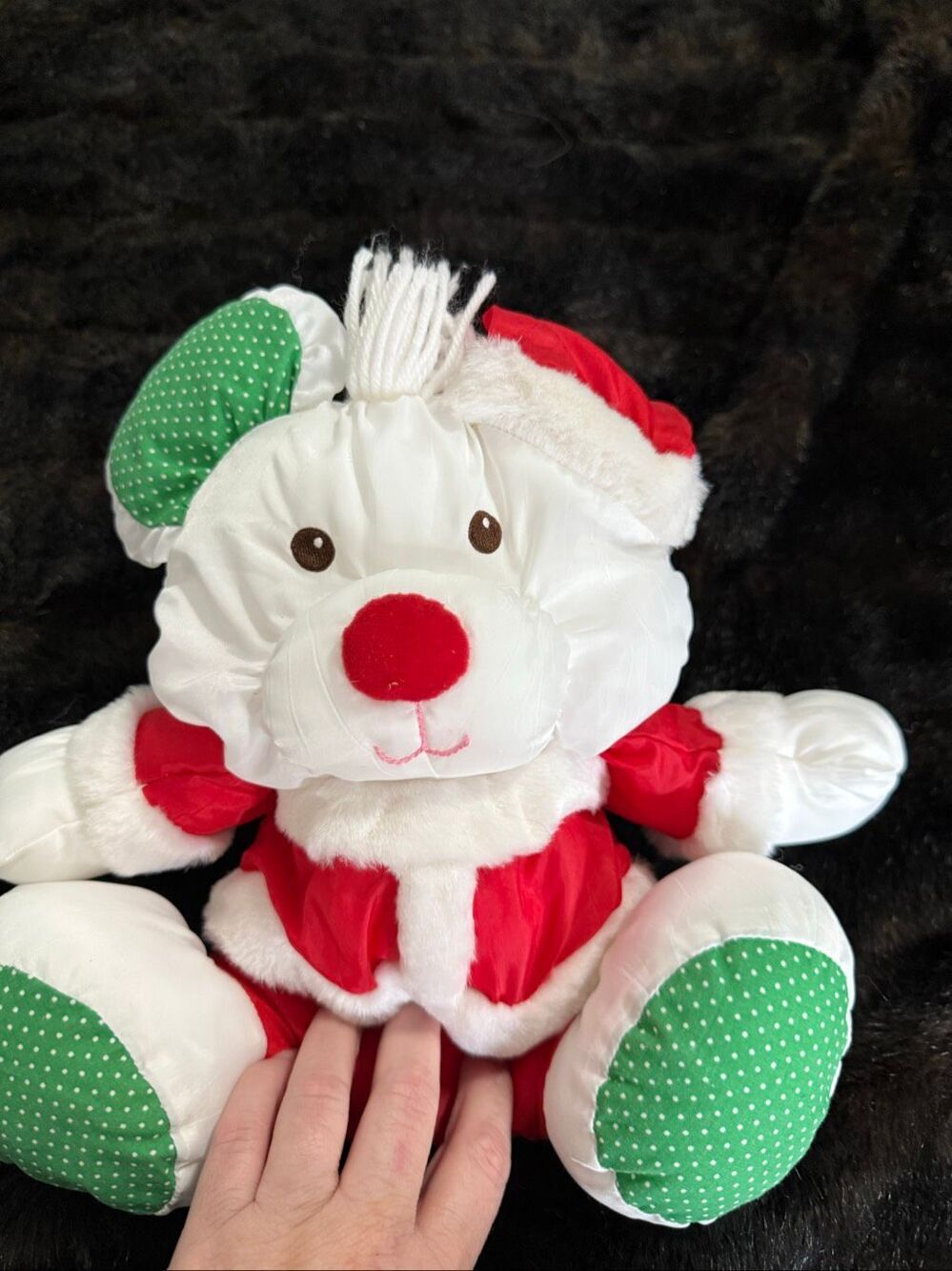 Vintage Fisher-Price The Puffalumps Christmas Mouse Plush 13" Santa